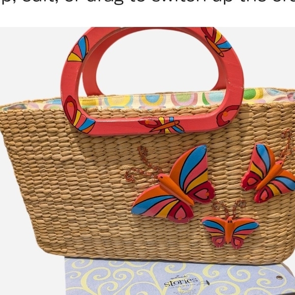 Emma rose Handbags - Pre-owned Vintage Vibrant Butterfly Woven Tote Bag